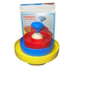Vintage Playskool stack & spin top primary colors 2-6 yrs old